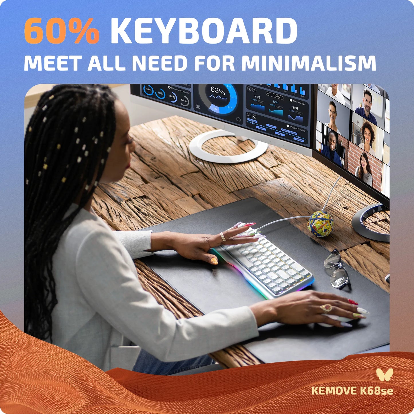 KEMOVE K68se Angel Gaming Mechanical Keyboard - Red Switch - كيبورد كيموف ميكانيكي لون أبيض - سويتش أحمر