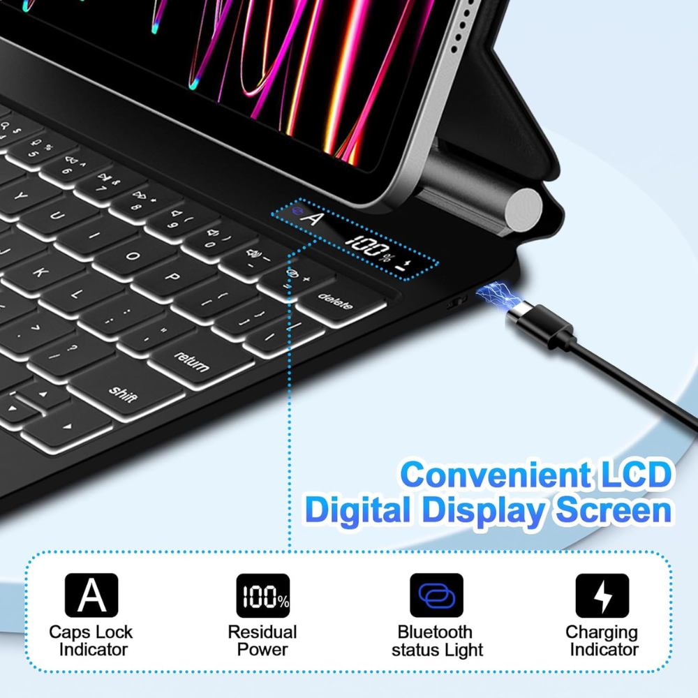 RGB Magic Keyboard with Palm Rejection Touch Pad - iPad Pro 11 - iPad Air 4/5/6