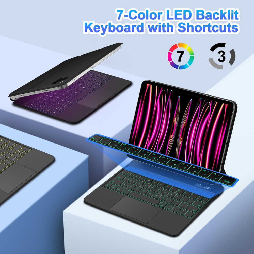 RGB Magic Keyboard with Palm Rejection Touch Pad - iPad Pro 11 - iPad Air 4/5/6