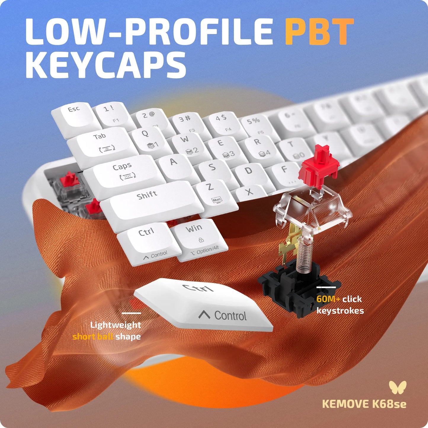 KEMOVE K68se Angel Gaming Mechanical Keyboard - Red Switch - كيبورد كيموف ميكانيكي لون أبيض - سويتش أحمر