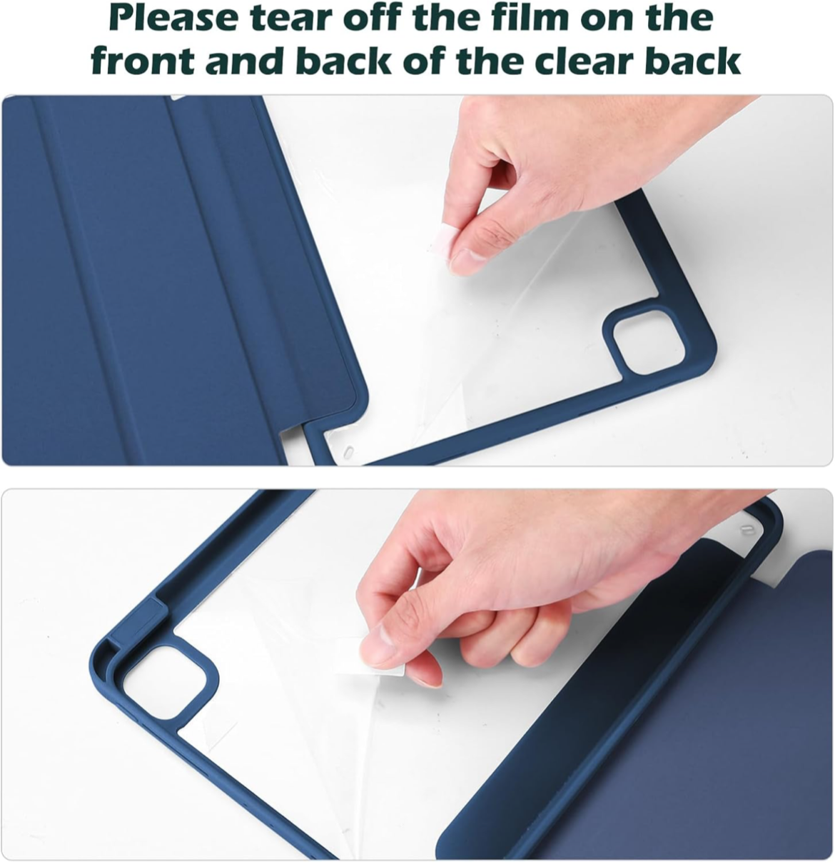 ProCase Brand - Cover for Pro 11 (2018-2022) Blue Case - كفر مميز مع ظهر شفاف مقوى