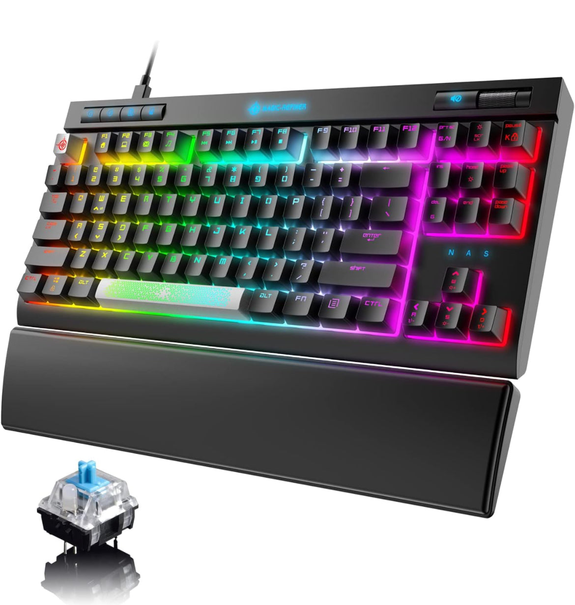 ZIYOU LANG - Magic Refiner MK17 Mechanical Blue Switch Keyboard - ماجيك ريفنر فلسطين كيورد ميكانيكي