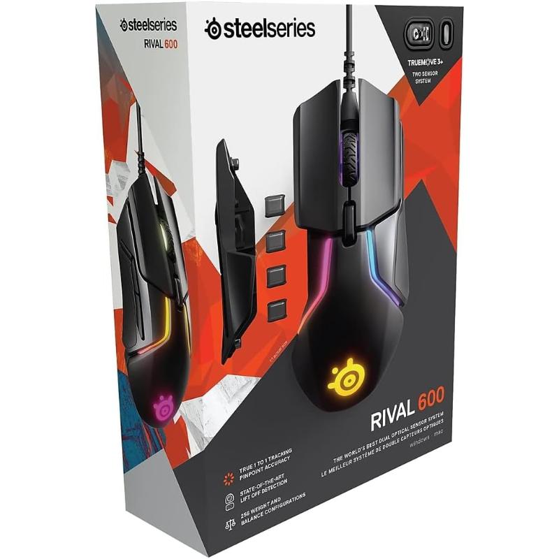 SteelSeries Rival 600 Gaming Mouse - 12,000 CPI - Dual Optical Sensor - Weight System