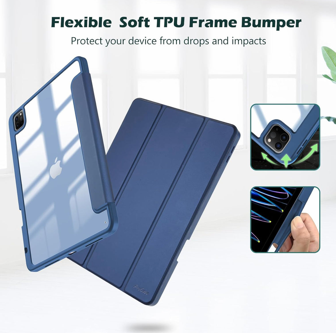 ProCase Brand - Cover for Pro 11 (2018-2022) Blue Case - كفر مميز مع ظهر شفاف مقوى