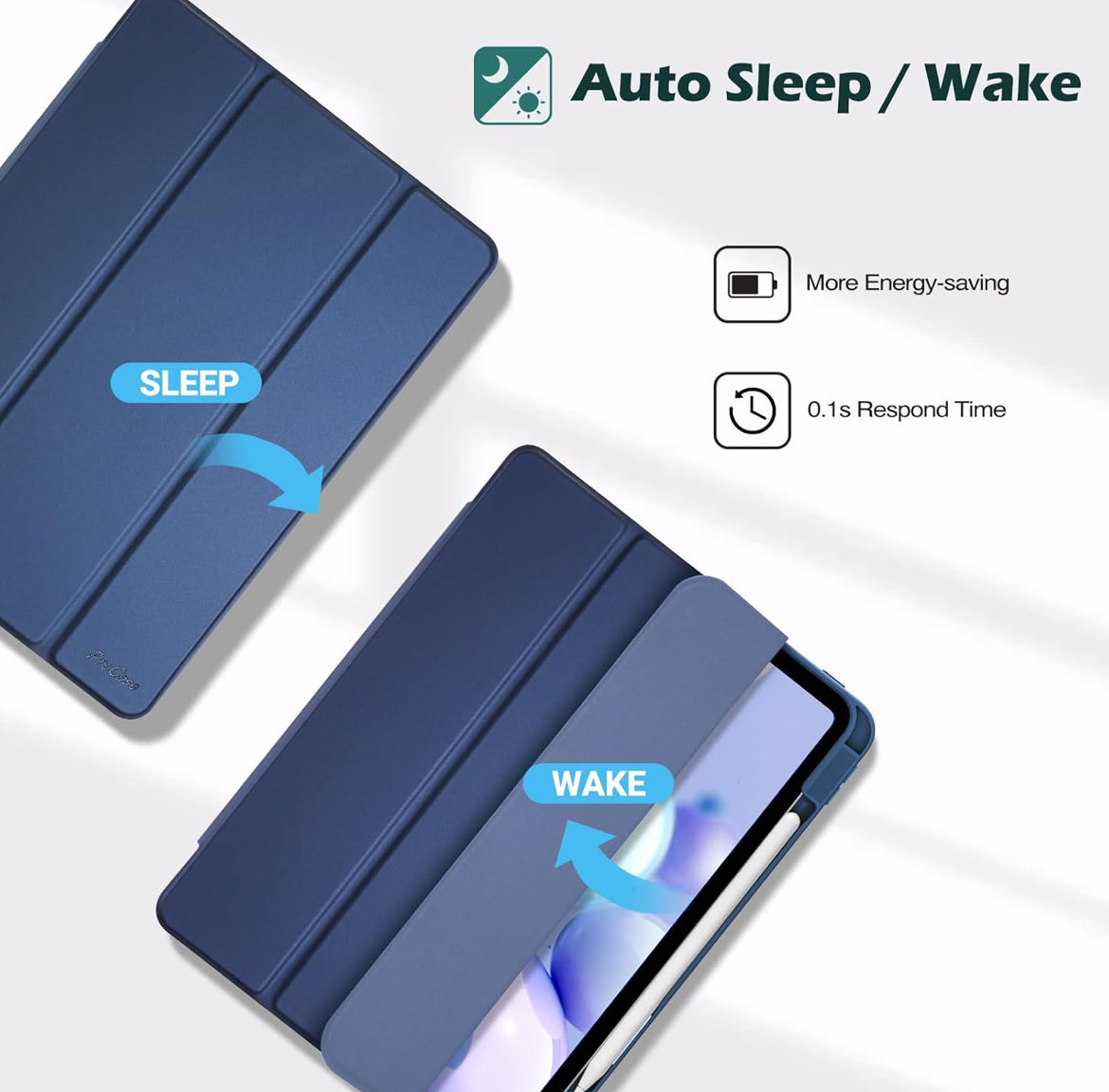 ProCase Brand - Cover for Pro 11 (2018-2022) Blue Case - كفر مميز مع ظهر شفاف مقوى