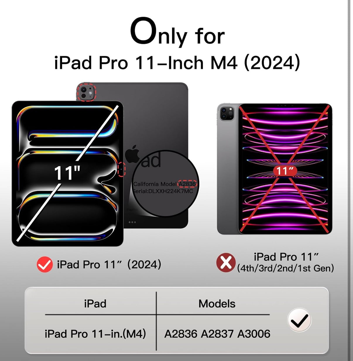Pro 11 M4 - Premium Smart Case - Black and Transparent Back - JETECH Original