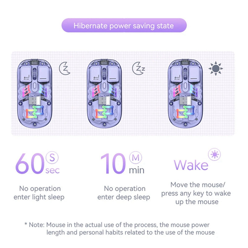 Bluetooth + Wireless RGB Transparent Mouse
