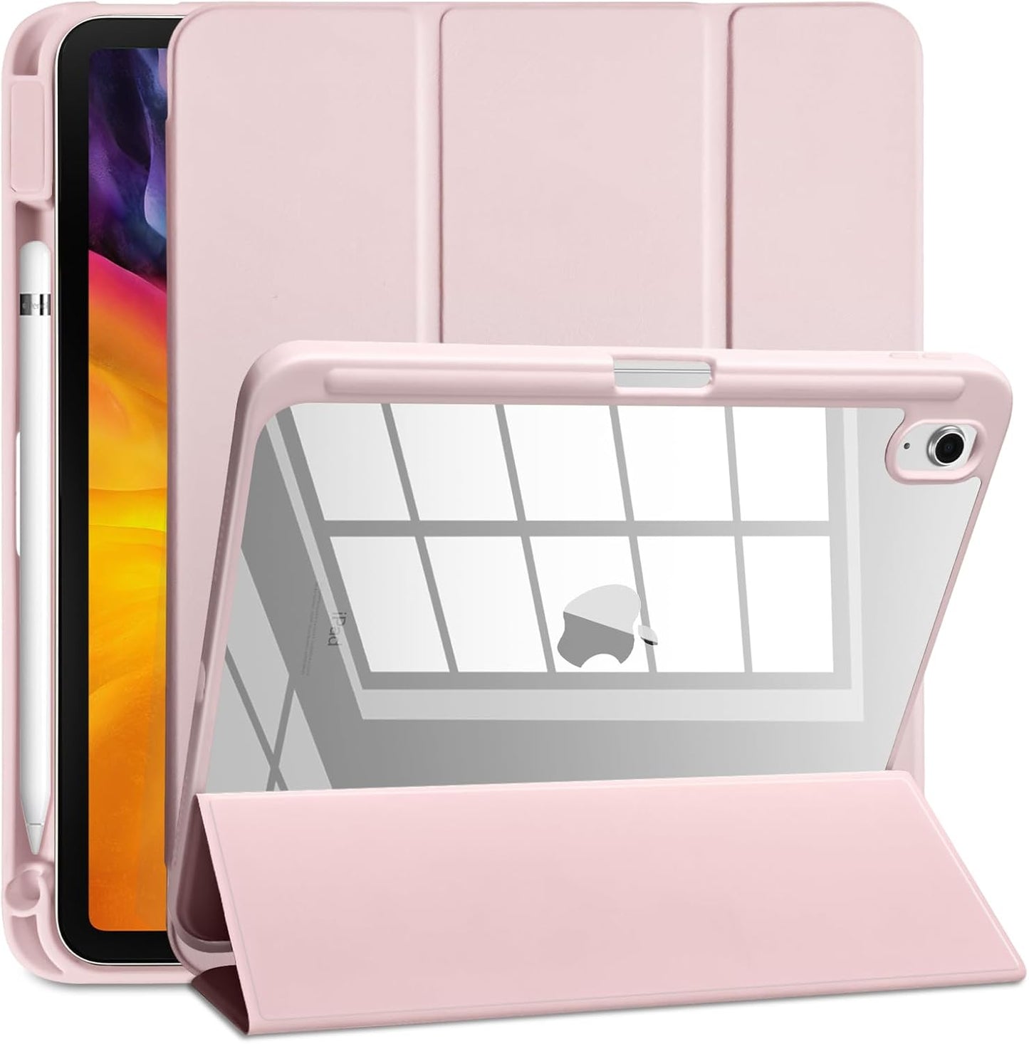 Pink Case with Clear Back for iPad 10th and 11th - كفر زهري مع ظهر شفاف لايباد 10 و 11