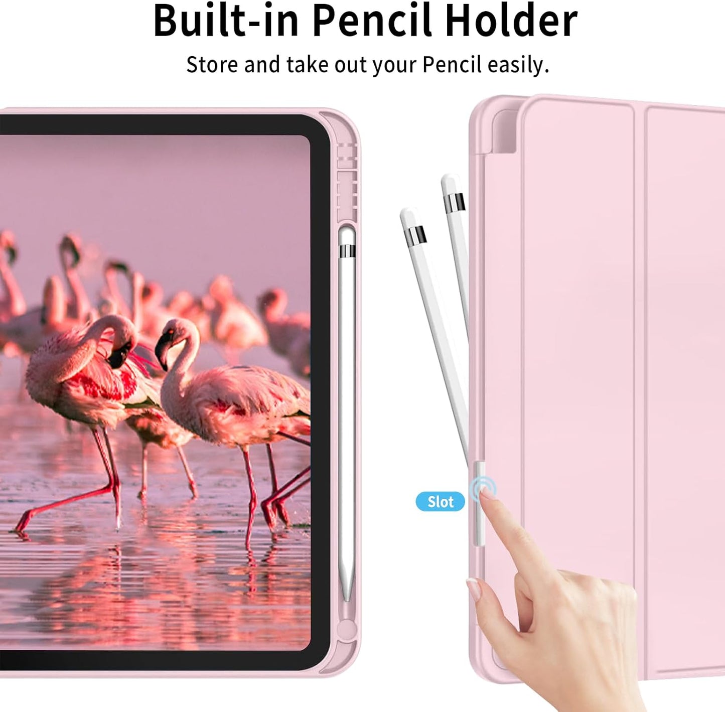Pink Case with Clear Back for iPad 10th and 11th - كفر زهري مع ظهر شفاف لايباد 10 و 11