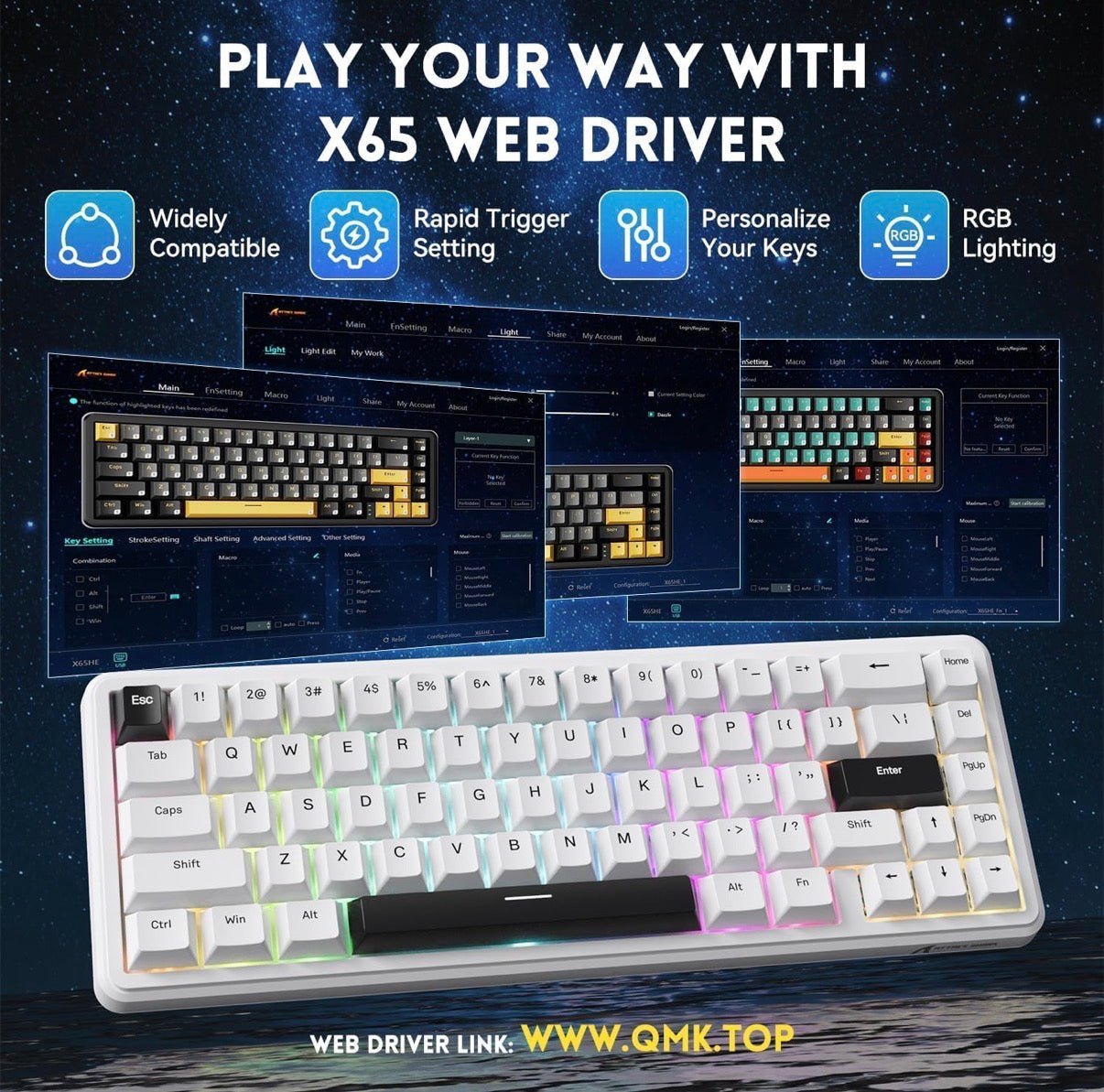 Attack Shark X65 HE Magnetic Switch Keyboard - iPad Palestine