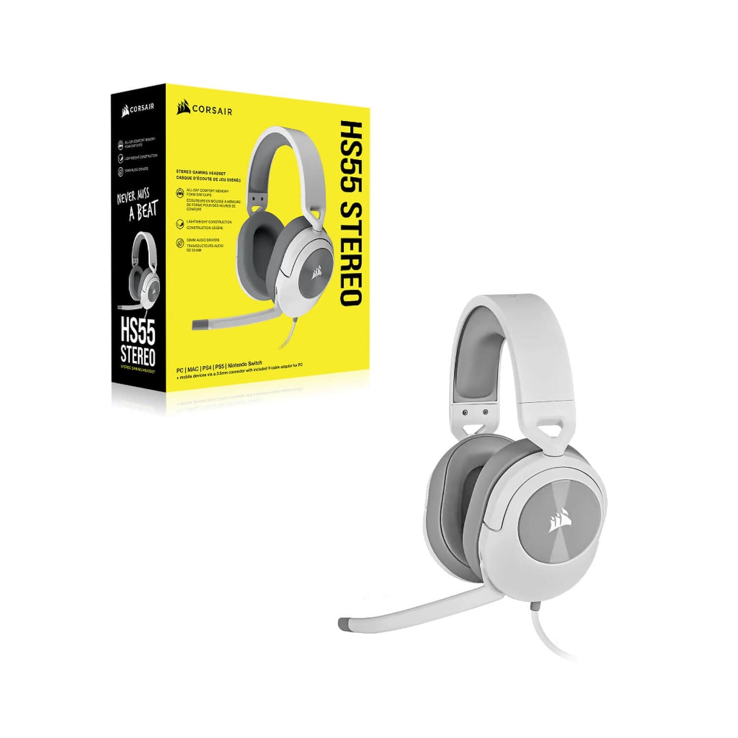 Corsair HS55 Stereo - White - وكيل رسمي - iPady Palestine