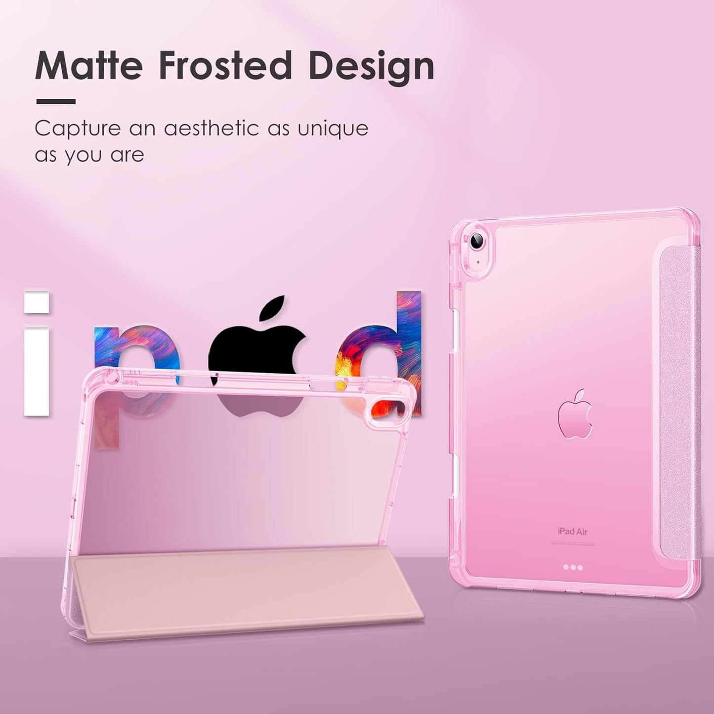 Pink iPad Case with Frosted Back for iPad Air 4/5/6/7 10.9/11" - iPady Palestine