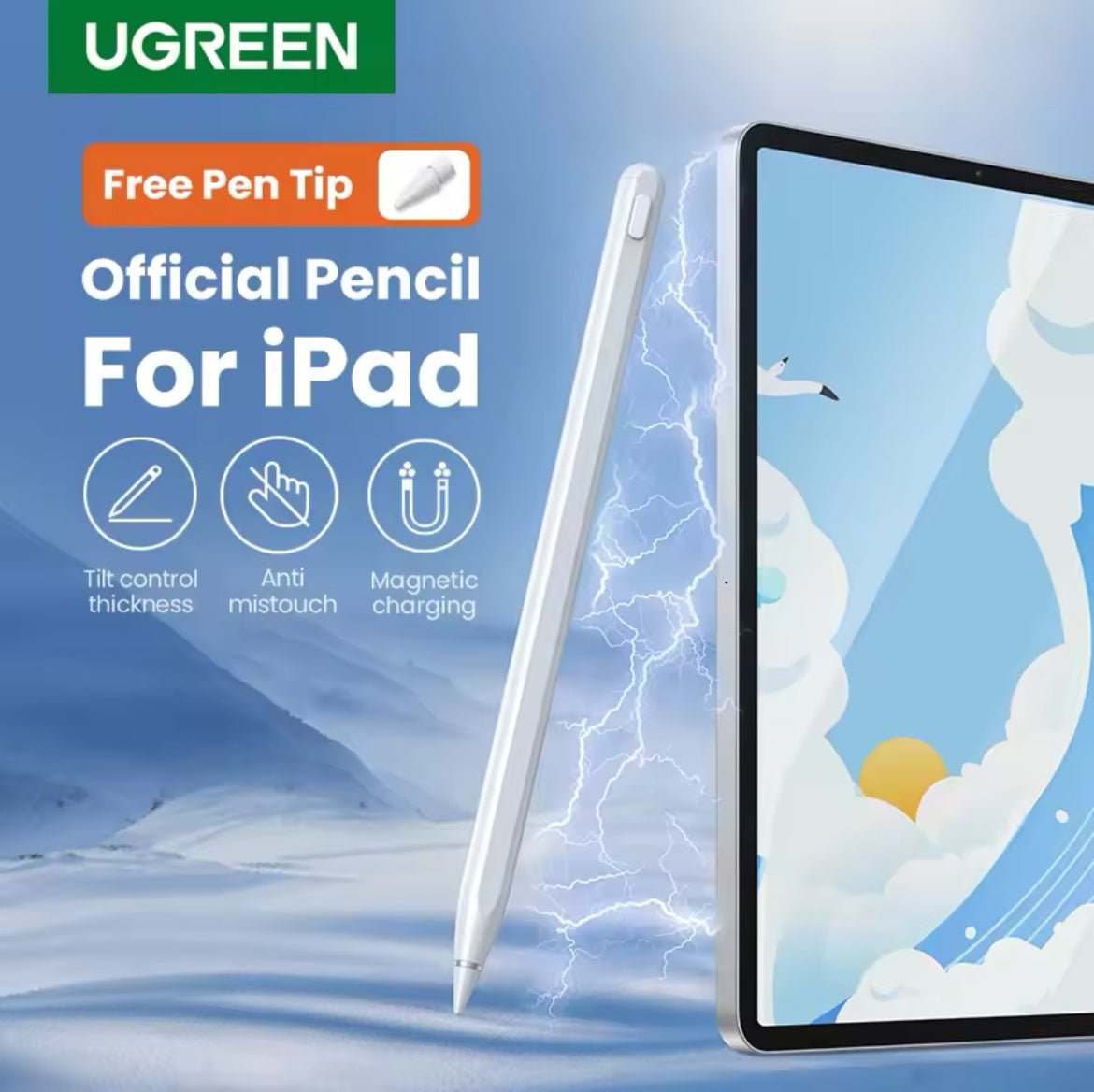 UGREEN Type-C Palm Rejection Stylus for Apple iPad - قلم يوجرين الاصلي لايباد ابل - iPady Palestine