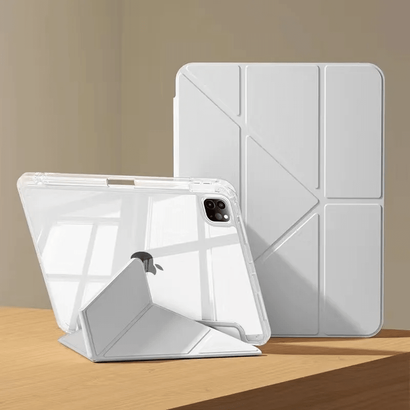 White Triangle Case for iPad 10th and 11th - كفر المثلث - لون أبيض للجيل العاشر و جيل 11 - iPady Palestine