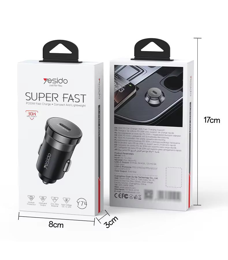 Yesido 30W USB - C Car Charger - iPady Palestine