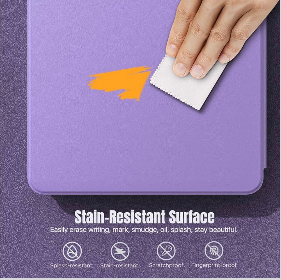 Moko Original - Clear Back Purple Case for iPad Air 4/5/6/7 - كفر شفاف مع وضعيات مختلفة وظهر شفاف