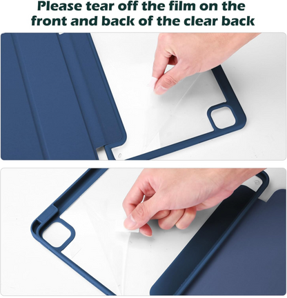 ProCase Brand - Cover for Pro 11 (2018-2022) Blue Case - كفر مميز مع ظهر شفاف مقوى