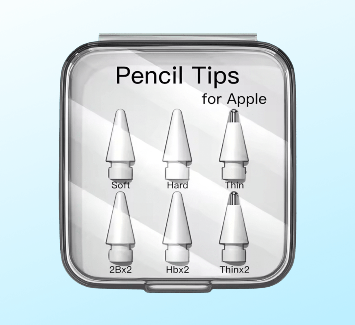 6 Tips for Apple Pencil - 2x Thin - 2x Hard (HB) - 2x Soft (2ab) - iPady Palestine