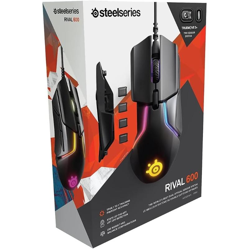 SteelSeries Rival 600 Gaming Mouse - 12,000 CPI  - Dual Optical Sensor - Weight System