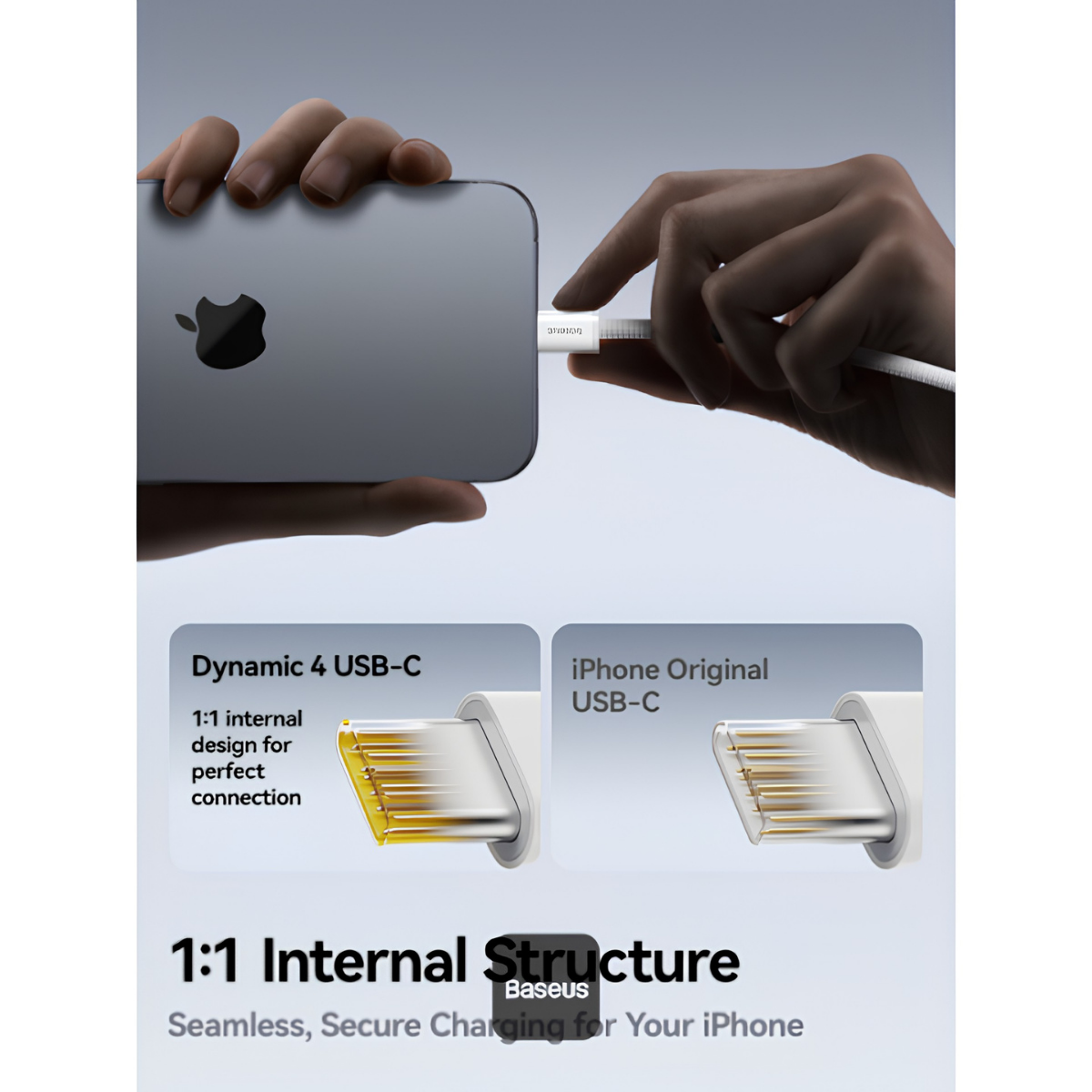 Baseus USB-C Dynamic 4 Braided Cable - 100W - سلك تايب سي مخيط ومقوى