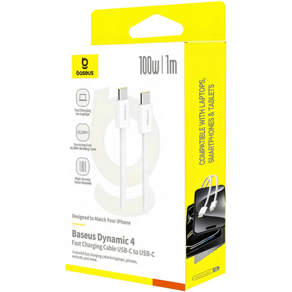 Baseus USB-C Dynamic 4 Braided Cable - 100W - سلك تايب سي مخيط ومقوى