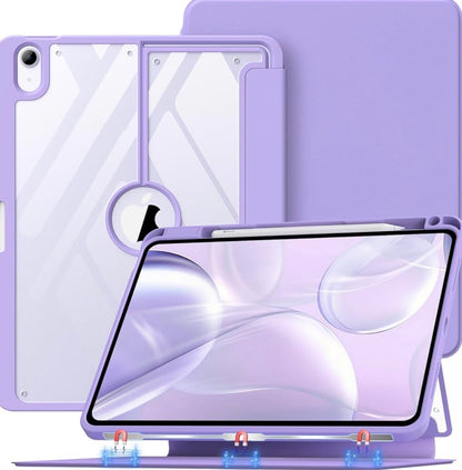 Moko Original - Clear Back Purple Case for iPad Air 4/5/6/7 - كفر شفاف مع وضعيات مختلفة وظهر شفاف