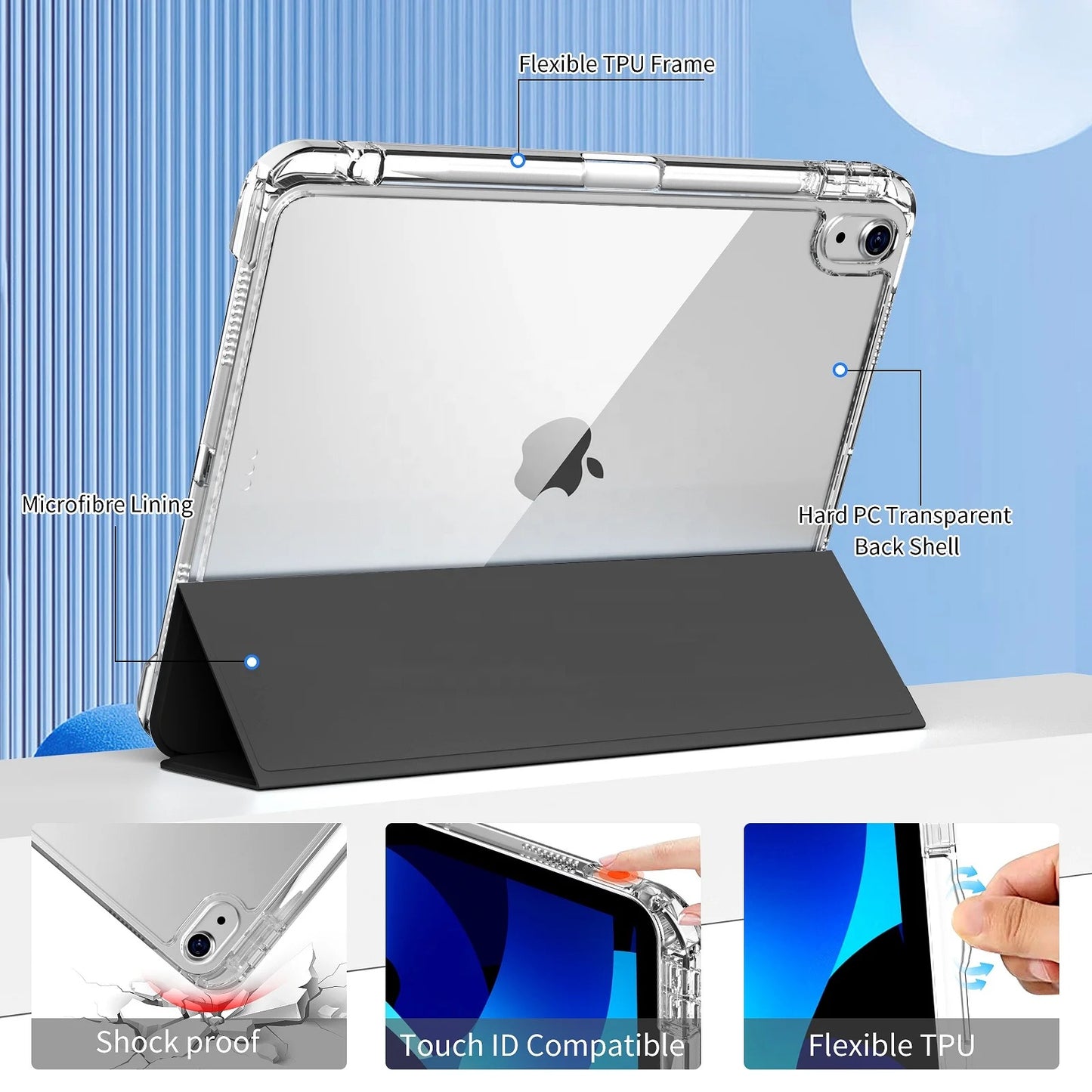 Detachable Magnetic multi stand iPad Case