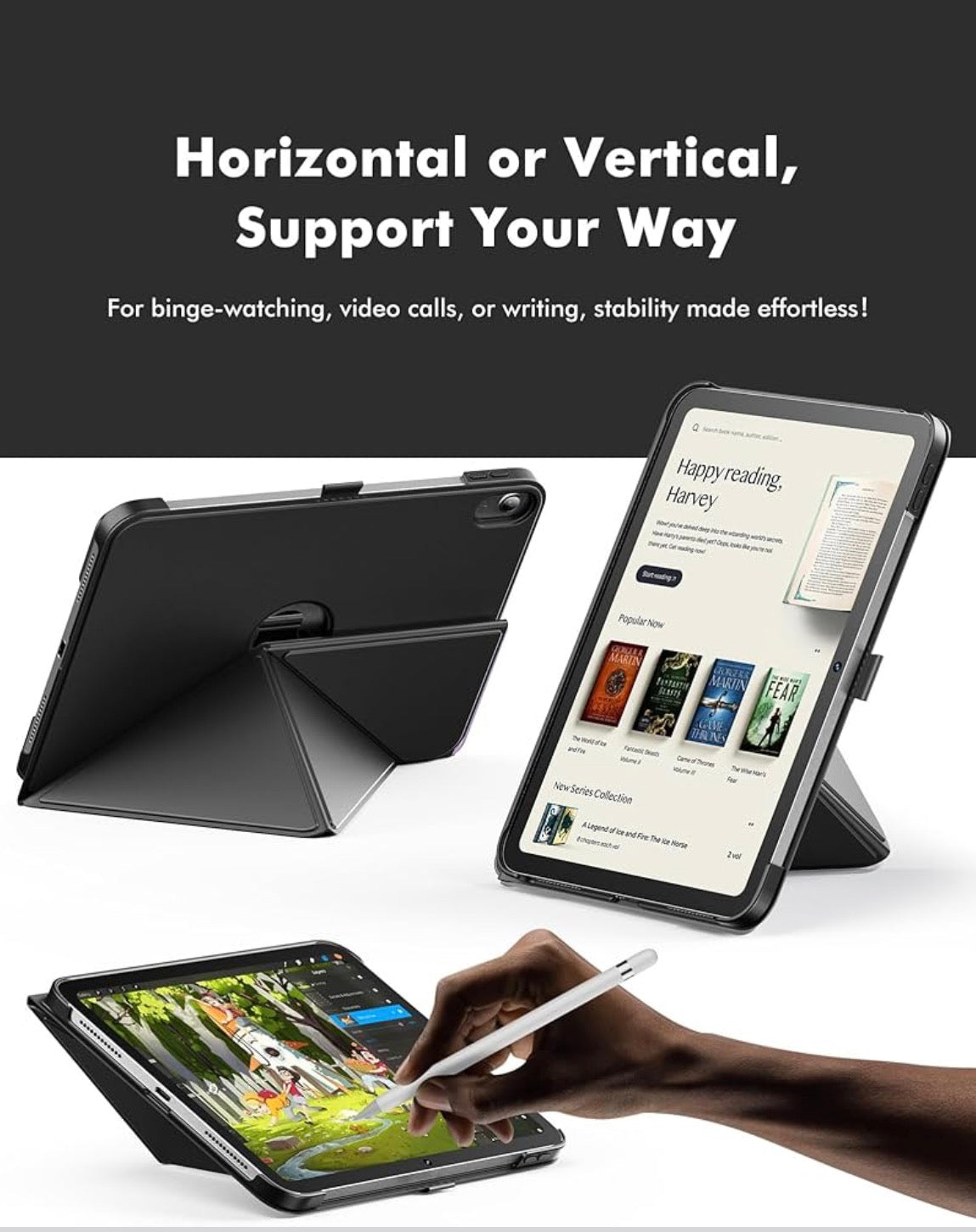 Leather Origami Case for iPad 10/11 - كفر اوريجامي للجيل العاشر و جيل 11