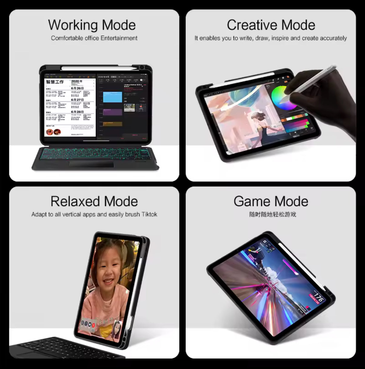 كفر الكيبورد المضيء للجيل العاشر مع ماوس لمس - Smart Keyboard Case