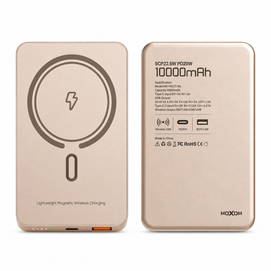 Moxom - 10000mAh Wireless 22.5W Powerbank - باوربانك ماجسيف وسلكي