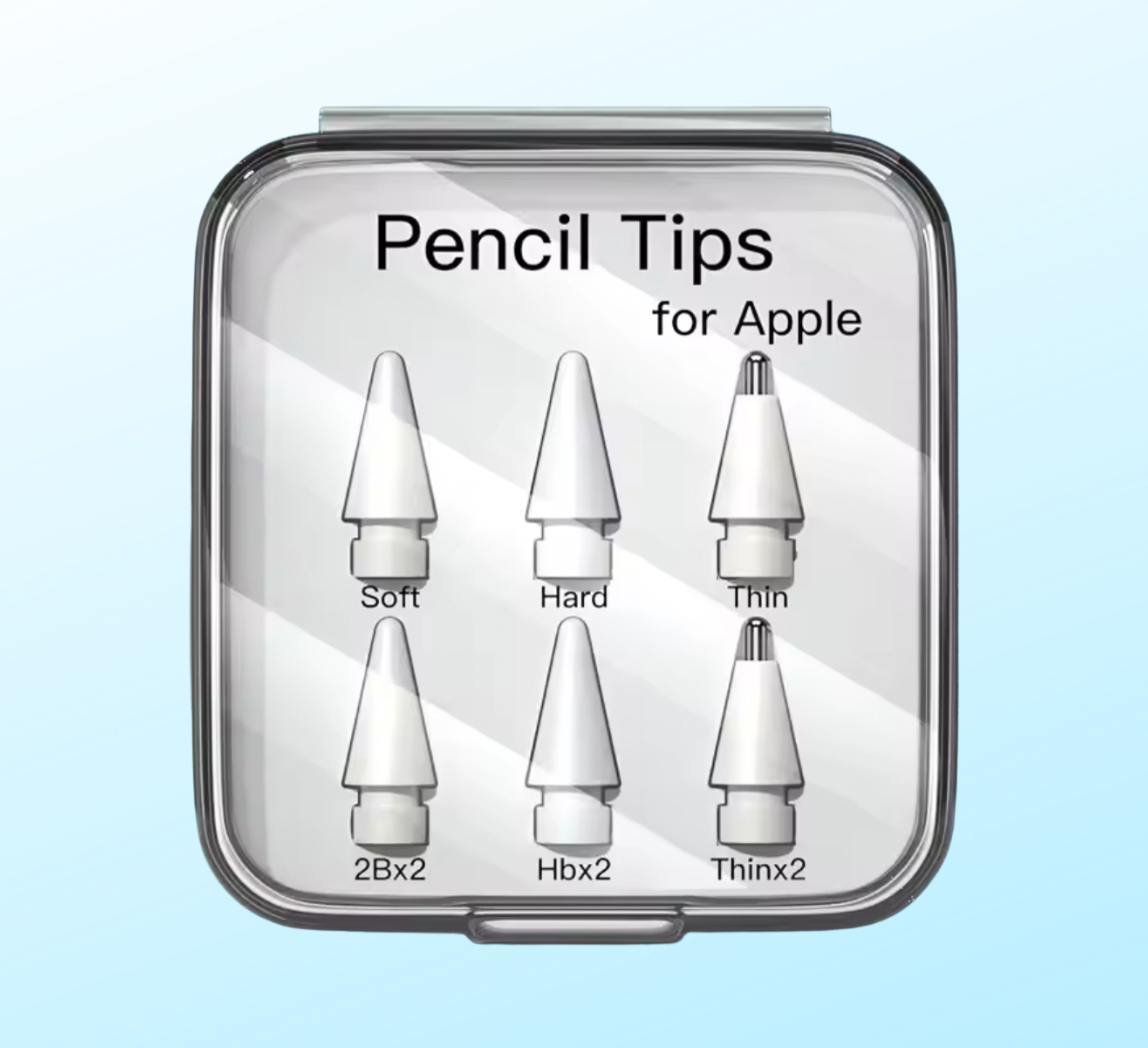 6 Tips for Apple Pencil - 2x Thin - 2x Hard (HB) - 2x Soft (2ab)