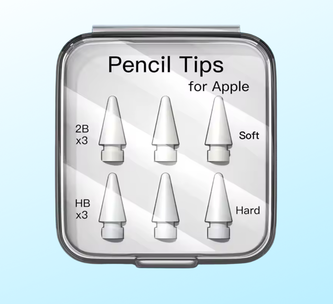 6 Tips for Apple Pencil - 3x Hard - 3x Soft (2B)