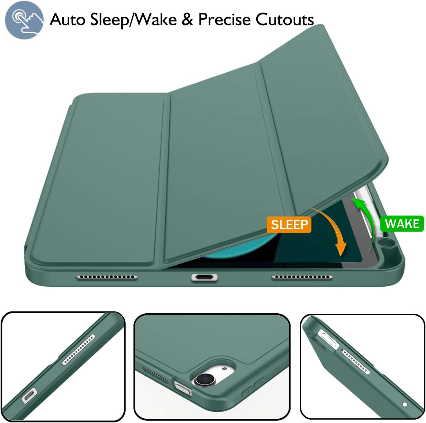 Smart Case - Green Soft TPU Case for iPad Air 4/5/6/7 10.9 11