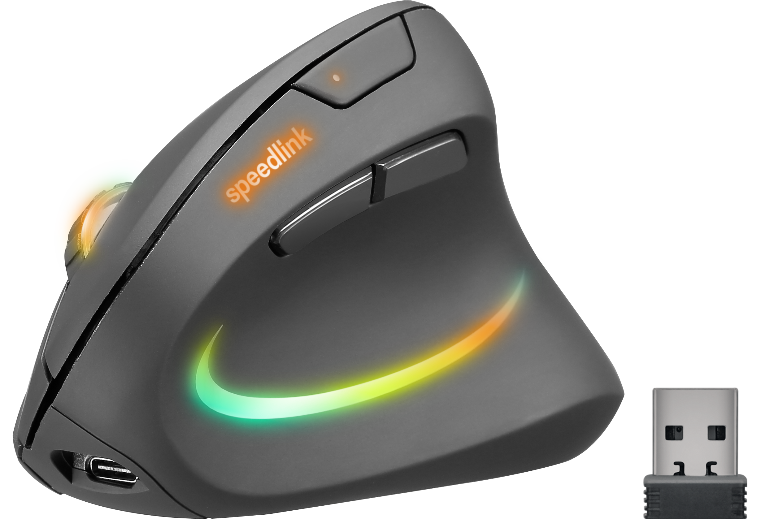 Original Speedlink Piavo Pro RGB Rechargeable Vertical Ergonomic Mouse - wireless, rubber-black