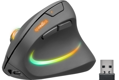 Original Speedlink Piavo Pro RGB Rechargeable Vertical Ergonomic Mouse - wireless, rubber-black