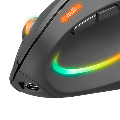 Original Speedlink Piavo Pro RGB Rechargeable Vertical Ergonomic Mouse - wireless, rubber-black