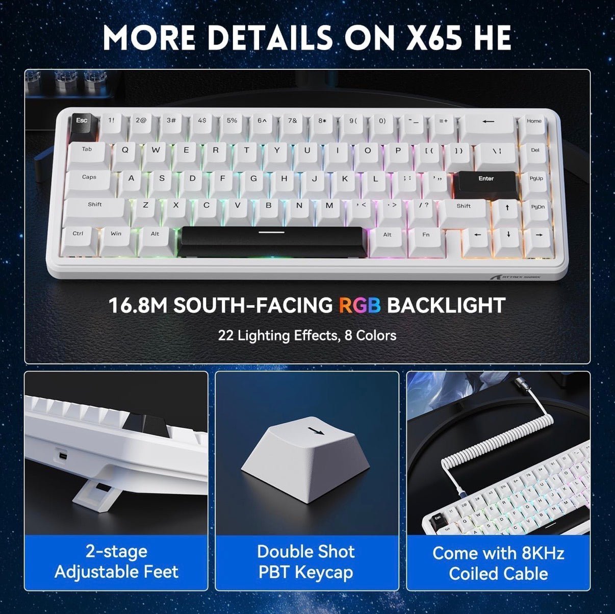 Attack Shark X65 HE Magnetic Switch Keyboard - iPad Palestine