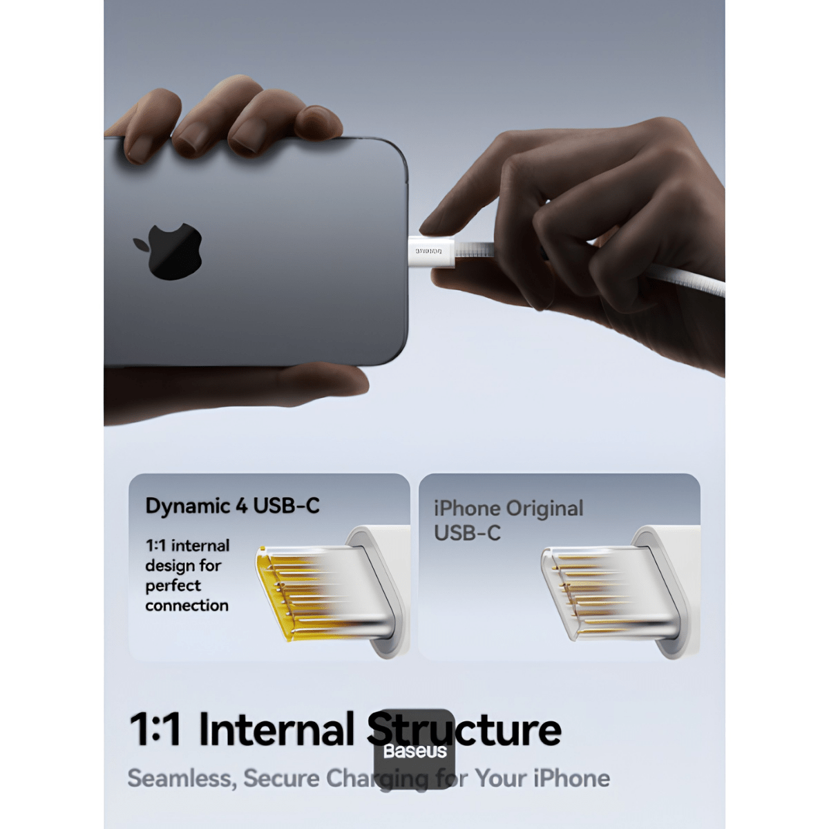 Baseus USB-C Dynamic 4 Braided Cable - 100W - سلك تايب سي مخيط ومقوى - iPady Palestine