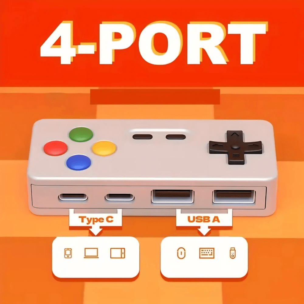 Gaming 4 - in - 1 USB - C Hub - Retro Style - iPady Palestine