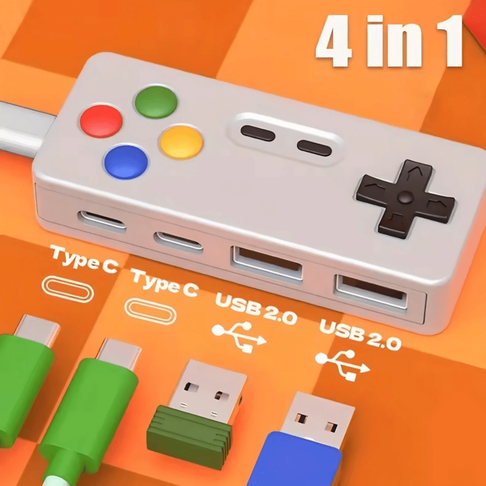 Gaming 4 - in - 1 USB - C Hub - Retro Style - iPady Palestine