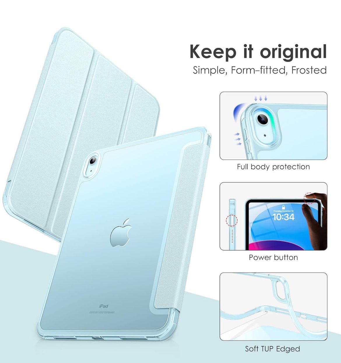 iPad 10th - كفر ازرق مع ظهر شفاف مطفي - iPady Palestine