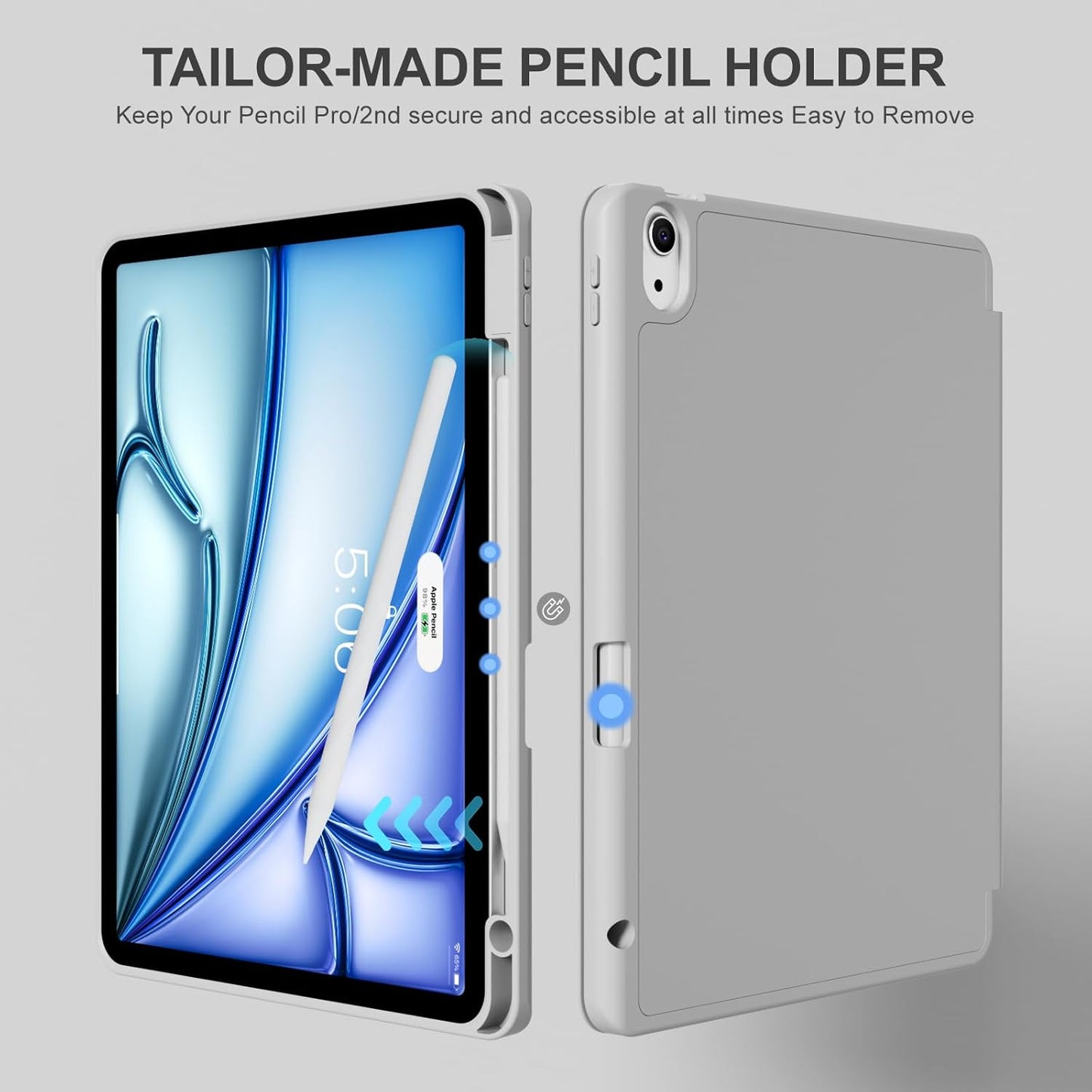iPad Air 4/5/6/7 - Grey Smart Case - iPady Palestine