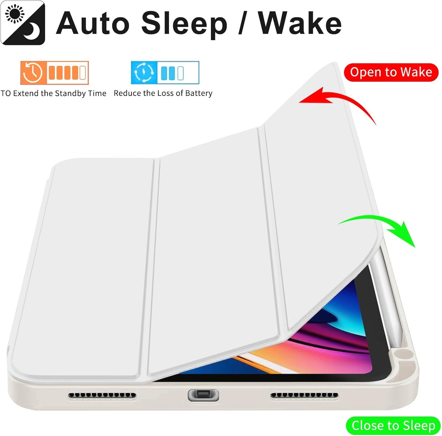 iPad Air 4/5/6/7 Smart Case - Bright White - iPady Palestine