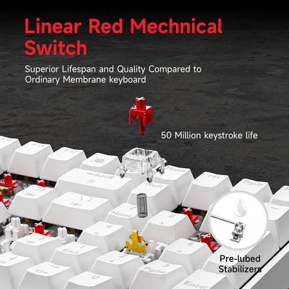 KEMOVE K68se Angel Gaming Mechanical Keyboard - Red Switch - كيبورد كيموف ميكانيكي لون أبيض - سويتش أحمر - iPady Palestine