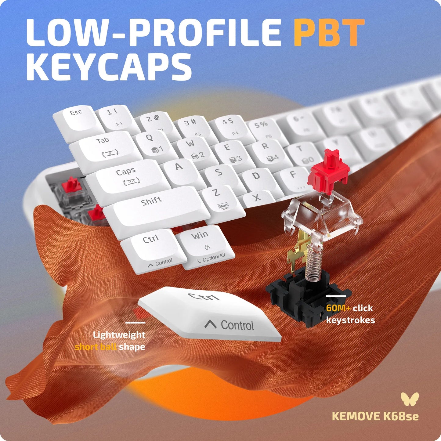KEMOVE K68se Angel Gaming Mechanical Keyboard - Red Switch - كيبورد كيموف ميكانيكي لون أبيض - سويتش أحمر - iPady Palestine
