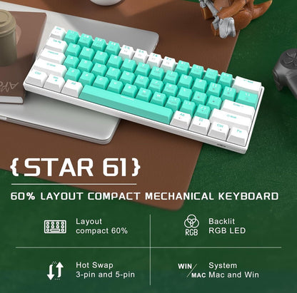 MageGee Star 61 - ARGB - Hot Swap - Ivory White Switch - iPady Palestine