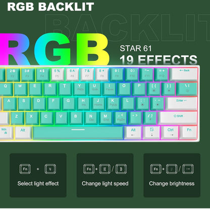 MageGee Star 61 - ARGB - Hot Swap - Ivory White Switch - iPady Palestine