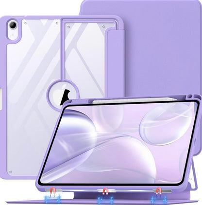 Moko Original - Clear Back Purple Case for iPad Air 4/5/6/7 - كفر شفاف مع وضعيات مختلفة وظهر شفاف - iPady Palestine