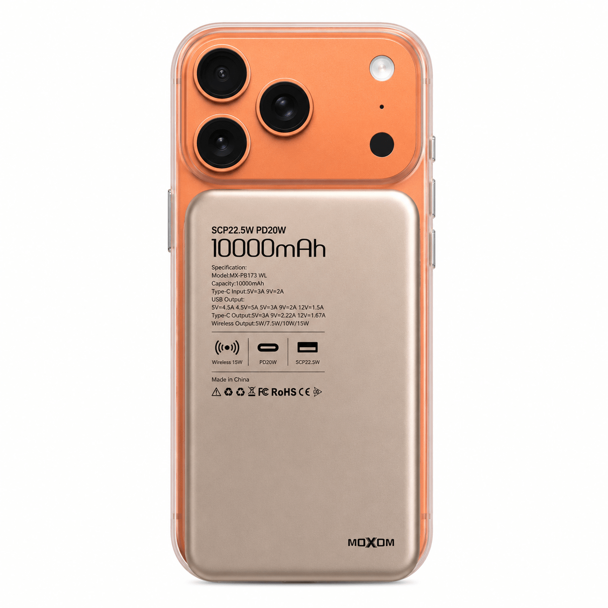 Moxom - 10000mAh Wireless 22.5W Powerbank - باوربانك ماجسيف وسلكي - iPady Palestine