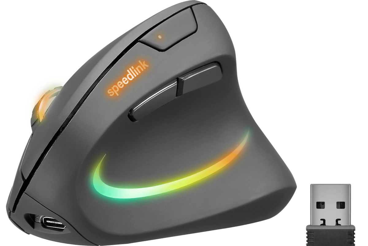 Original Speedlink Piavo Pro RGB Rechargeable Vertical Ergonomic Mouse - wireless, rubber-black - iPady Palestine